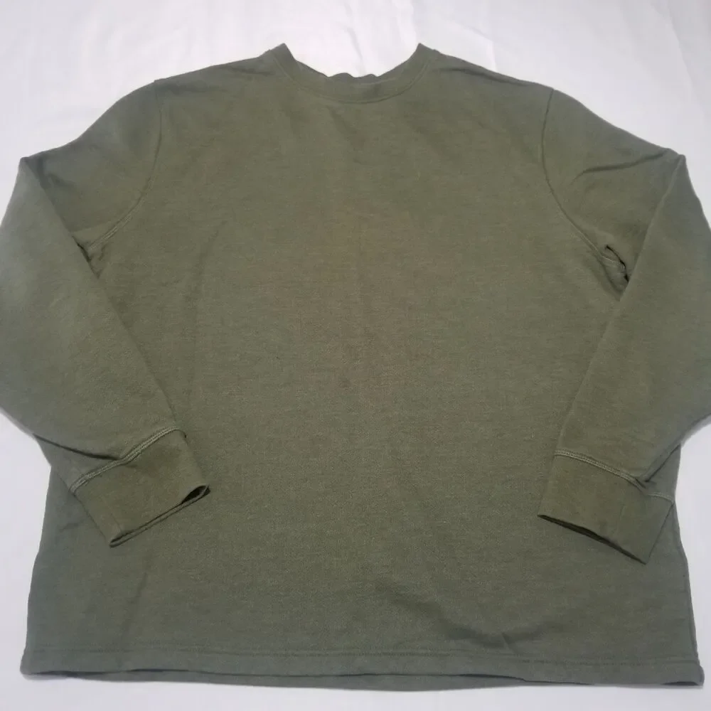Orvis Men's Long Sleeve Textured Crew Neck Sweatshirt Olive Green Size L